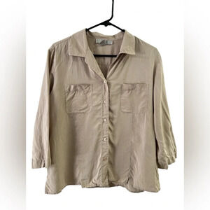 Vintage silk cream button down shirt